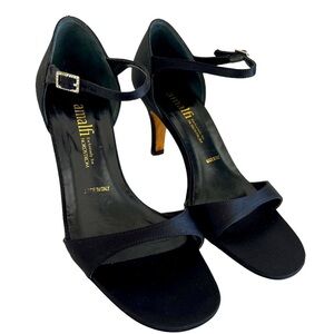 AMALFI Black Satan Heels Made in Italy